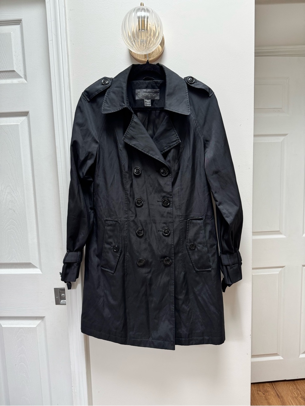 Covington Black Double-Breasted Trench Coat